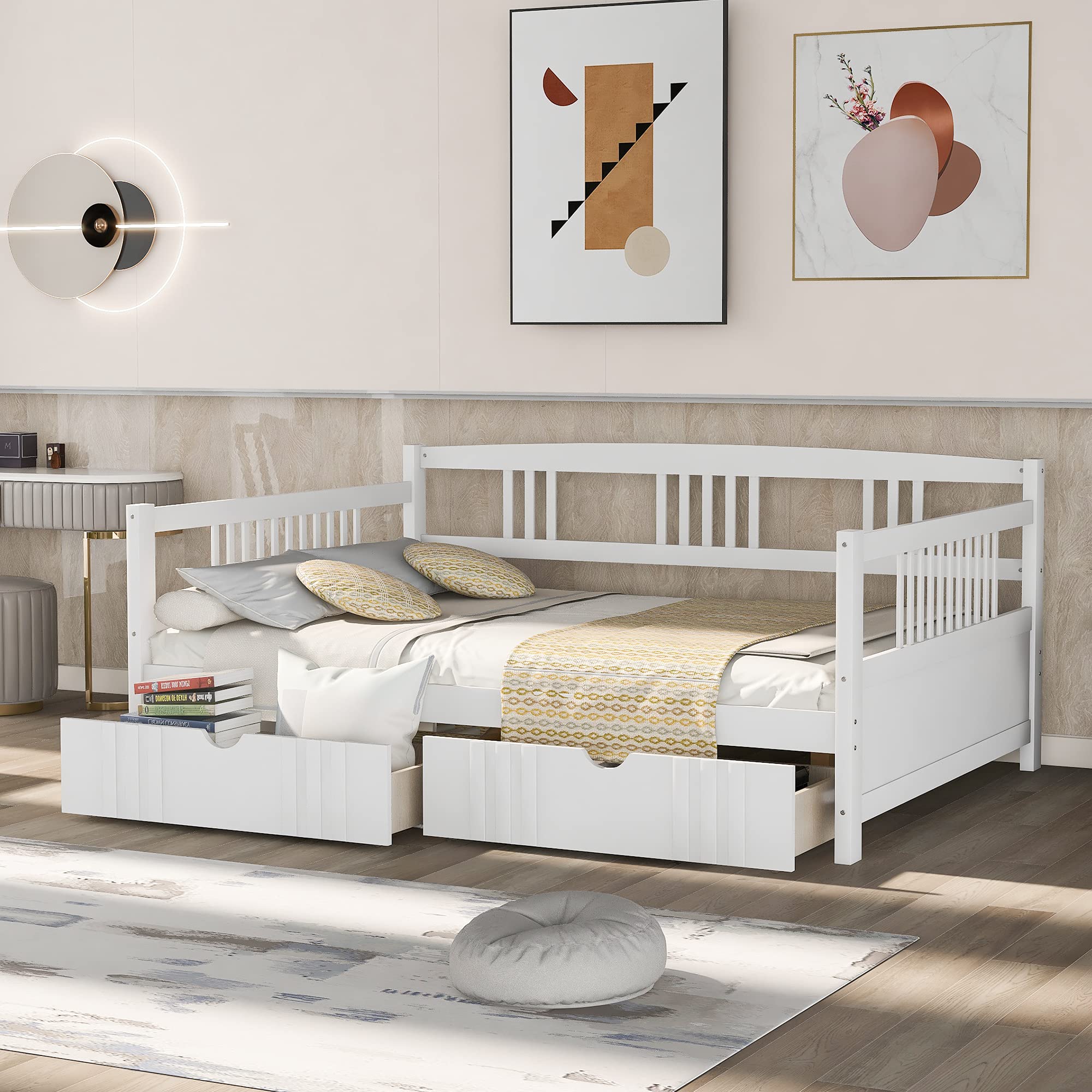 Amazon.com: Merax Full Size Daybed, Full Daybed with Drawers